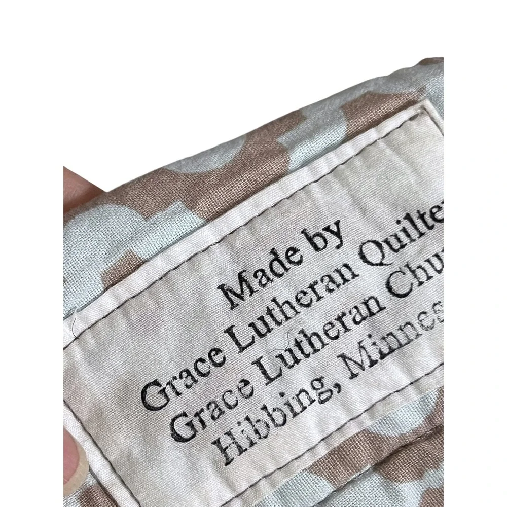 Handmade Grace‎ Lutheran Quilters Patchwork Tied Quilt Pink Green Hibbing MN